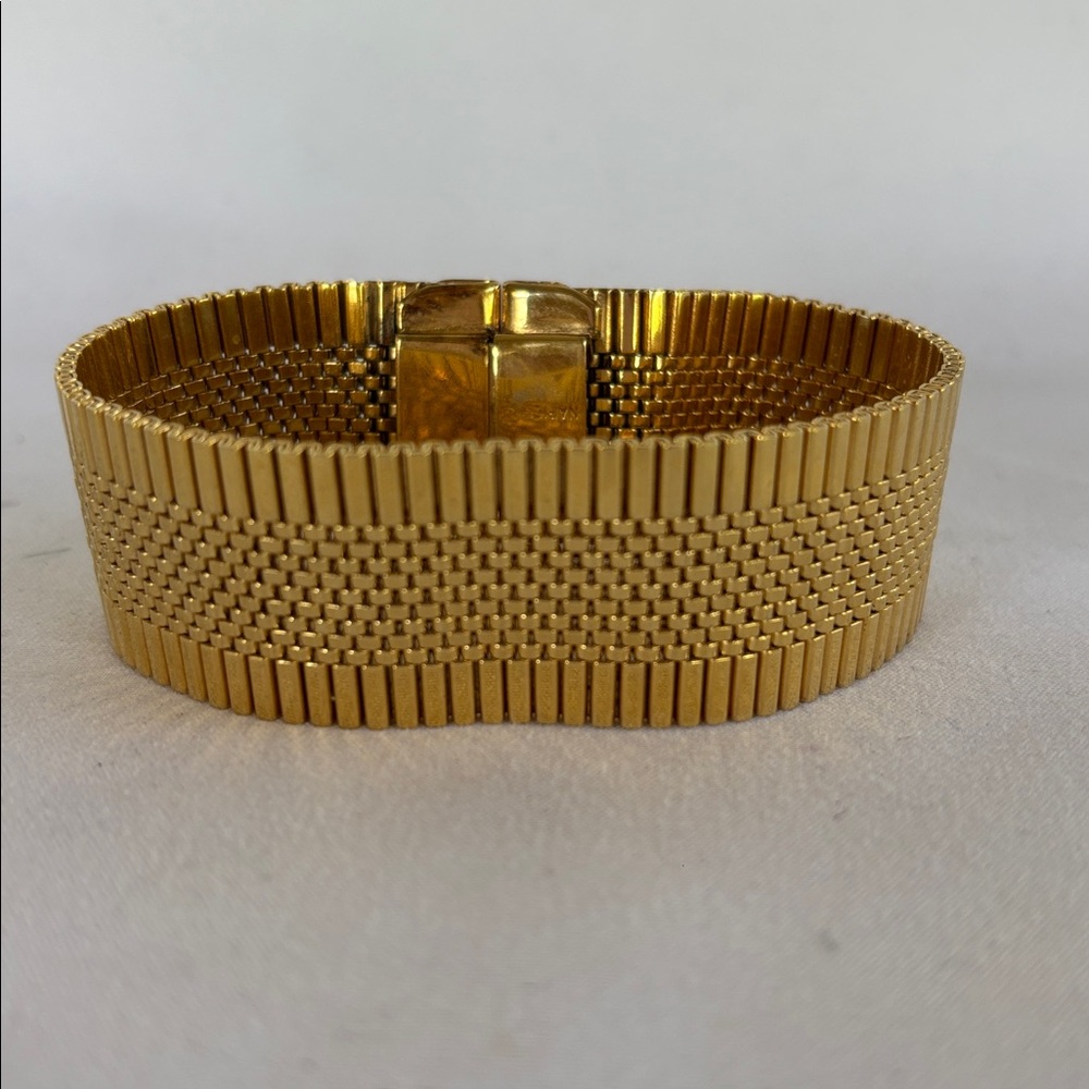 VINTAGE RARE NAPIER MEN’s GOLD TONE BRACELET WITH SAFETY CHAIN - Picture 4 of 10